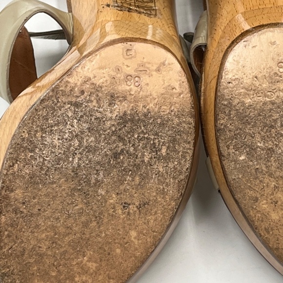 GIVENCHY Tan Wood Platform Patent Leather T-Strap Cone Heel Sandals‎ Sz 38/7.5 - Picture 11 of 15